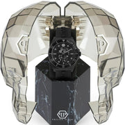 Philipp Plein The $kull Diver Black Dial Black Silicone Strap Watch For Men- PWOAA0922