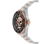 Philipp Plein The $kull Diver Black Dial Two Tone Steel Strap Watch For Men- PWOAA0822