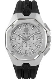 Philipp Plein Octagon Silver Dial Black Silicone Strap Watch for Men  - PWTBA0123