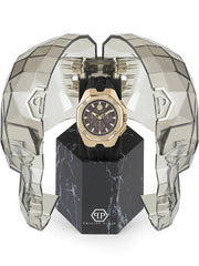 Philipp Plein Hyper Sport Chronograph Gold Dial Black Silicone Strap Watch for Men - PWTBA0423