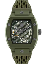 Philipp Plein The Skeleton Green Dial Green Silicone Strap Watch for Men- PWVBA0223