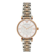 Emporio Armani Gianni T Bar White Dial Two Tone Steel Strap Watch For Women - AR1926