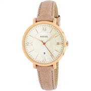 Fossil Jacqueline White Dial Brown Leather Strap Watch for Women - ES3487