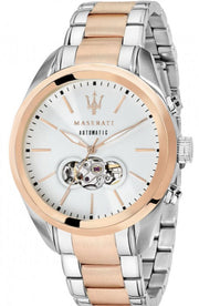 Maserati Traguardo Automatic White Dial Two Tone Steel Strap Watch For Men - R8823112001