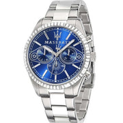 Maserati Competizione Chronograph Blue Dial Silver Steel Strap Watch For Men - R8853100013