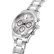 Maserati Competizione Silver Dial Silver Steel Strap Watch For Men - R8853100018