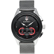 Maserati Traguardo Black Dial Silver Mesh Bracelet Watch For Men - R8873612005