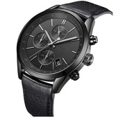 Hugo Boss Grand Prix Chronograph Black Dial Black Leather Strap Watch for Men - 1513474