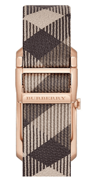 Burberry The Pioneer Rose Gold Dial Haymarket Brown Leather Strap Watch for Women - BU9408
