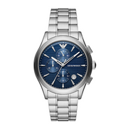 Emporio Armani Renato Chronograph Blue Dial Silver Steel Strap Watch For Men - AR11528