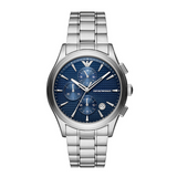 Emporio Armani Renato Chronograph Blue Dial Silver Steel Strap Watch For Men - AR11528