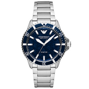 Emporio Armani Sea Explorer Meccanico Automatic Blue Dial Silver Steel Strap Watch For Men - AR60059
