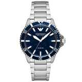 Emporio Armani Sea Explorer Meccanico Automatic Blue Dial Silver Steel Strap Watch For Men - AR60059