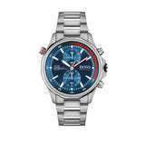 Hugo Boss Globetrotter Chronograph Blue Dial Silver Steel Strap Watch for Men - 1513823