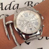 Michael Kors Bradshaw Chronograph Silver Dial Silver Steel Strap Watch for Men - MK5535