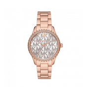 Michael Kors Layton Three Hand Silver Dial Rose Gold Steel Strap Watch For Women - MK7297
