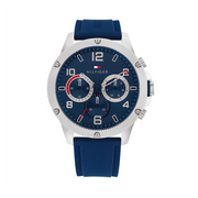 Tommy Hilfiger Blaze Chronograph Blue Dial Blue Rubber Strap Watch For Men - 1792027