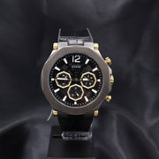 Guess Edge Chronograph Black Dial Black Leather Strap Watch For Men - GW0492G1