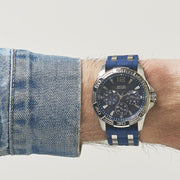 Guess Oasis Multifunction Blue Dial Two Tone Steel Strap Watch for Men- W0366G2