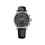 Hugo Boss Jet Chronograph Black Dial Black Leather Strap Watch for Men - 1513279