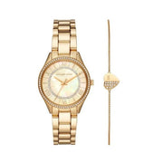 Michael Kors Lauryn Quartz Mother of Pearl Gold Dial Gold Steel Strap Watch For Women - MK4490