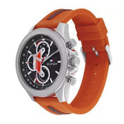 Tommy Hilfiger Clark Chronograph Grey Dial Orange Rubber Strap Watch For Men - 1792084