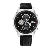 Tommy Hilfiger Weston Chronograph Black Dial Black Leather Strap Watch For Men - 1710502