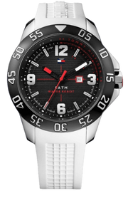 Tommy Hilfiger Sport Black Dial White Rubber Strap Watch for Men - 1790986