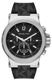 Michael Kors Dylan Chronograph Black Dial Black Rubber Strap Watch For Men - MK8903