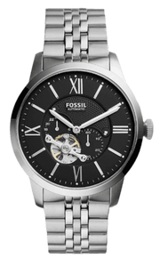 Fossil Townsman Black Dial Silver Steel Strap Watch for Men - ME3107