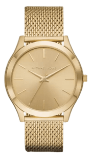 Michael Kors Slim Runway Quartz Gold Dial Gold Mesh Bracelet Watch For Women - MK8625