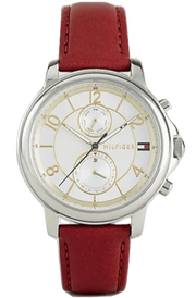 Tommy Hilfiger Claudia White Dial Red Leather Strap Watch for Women - 1781816