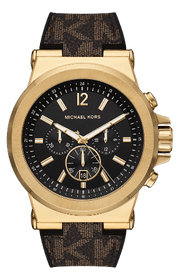 Michael Kors Dylan Chronograph Black Dial Brown Rubber Strap Watch For Men - MK8904