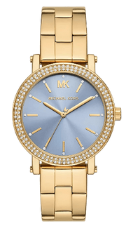 Michael Kors Quartz Blue Dial Gold Steel Strap Watch for Men - MKO1048