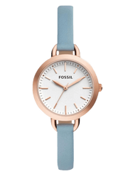 Fossil Classic White Dial Blue Leather Strap Watch for Women - BQ3327