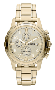 Fossil Dean Chronograph Champagne Dial Gold Steel Strap Watch for Men - FS4867