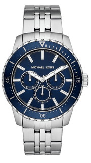 Michael Kors Cunningham Multifunction Blue Dial Silver Steel Strap Watch For Men - MK7153