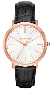 Michael Kors Jaryn Quartz White Dial Black Leather Strap Watch For Women - MK2472