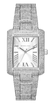 Michael Kors Emery Analog Crystals Silver Dial Silver Steel Strap Watch for Women - MK4648
