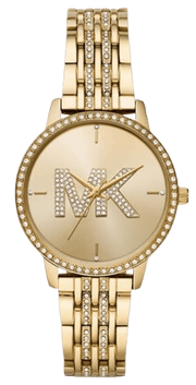 Michael Kors Melissa Pave Gold Dial Gold Steel Strap Watch for Women - MK4371