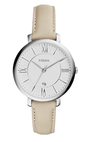 Fossil Jacqueline White Dial Beige Leather Strap Watch for Women - ES3793