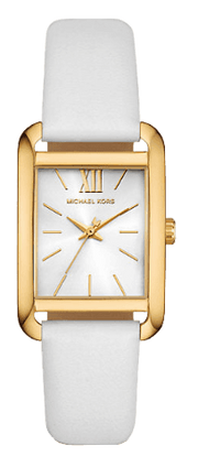 Michael Kors Petite Quartz White Dial White Leather Strap Watch for Women - MKO1059