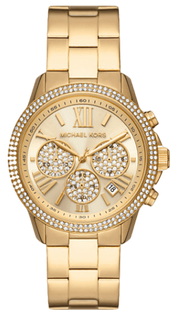 Michael Kors Bryn Pavé Quartz Gold Dial Gold Steel Strap Watch For Women - MK7199