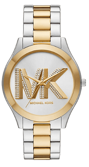 Michael Kors Slim Runway Three Hand Silver Dial Two Tone Steel Strap Watch For Women - MK4735