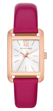 Michael Kors Monroe Three Hand White Dial Pink Leather Strap Watch for Women - MKO1029