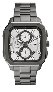 Fossil Inscription Multifunction Silver Dial Grey Steel Strap Watch for Men - BQ2657