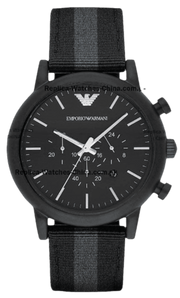Emporio Armani Luigi Chronograph Quartz Black Dial Two Tone Nylon Strap Watch For Men - AR1948