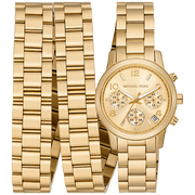 Michael Kors Runway 18K Gold-Plated Triple Wrap Gold Dial Gold Steel Strap Watch for Women - MK7450