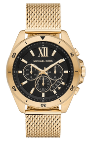 Michael Kors Brecken Chronograph Black Dial Gold Mesh Strap Watch For Men - MK8867