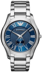 Emporio Armani Valente Quartz Blue Dial Silver Steel Strap Watch For Men - AR11085